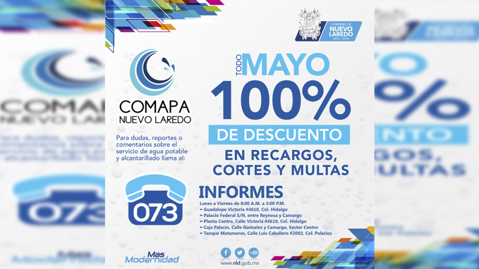 Invitan Comapa aprovechar el 100% de descuento en recargos 