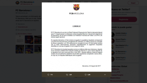 Barcelona demanda a Neymar