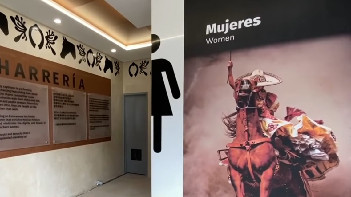 Lucha Libre y Xochimilco son plasmados en la decoración de los baños de AIFA 