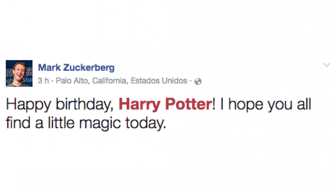 Homenajea Mark Zuckerberg a Harry Potter en Facebook