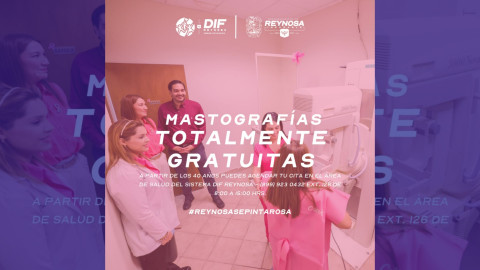 Noviembre y diciembre de mastografías gratuitas en DIF Reynosa