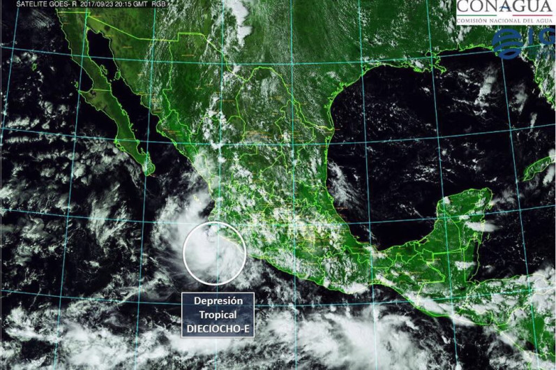 Se forma la depresión tropical 18-E en el Océano Pacífico