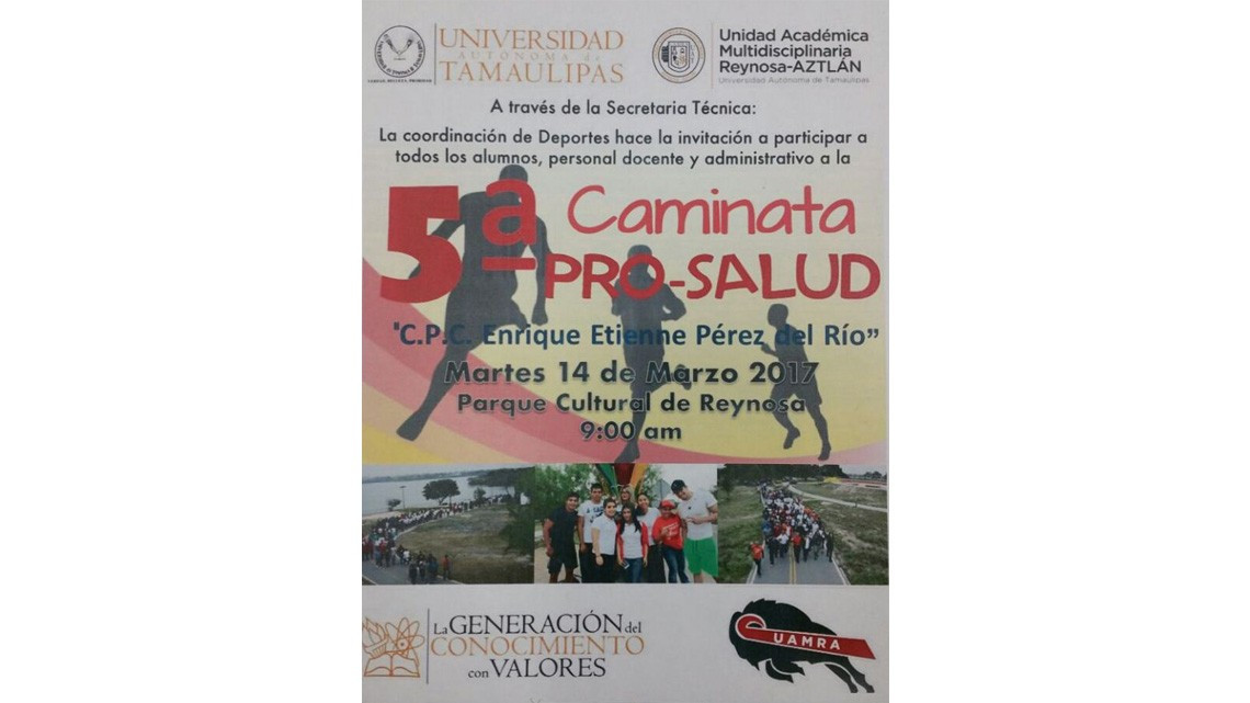 Invitan a "Quinta caminata Pro-Salud UAMRA 2017"