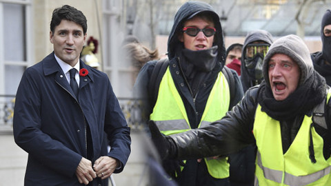 Amenazan 'Chalecos amarillos' de muerte a Justin Trudeau