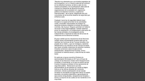 ONU se pronuncia ante La Ley de Seguridad Interior