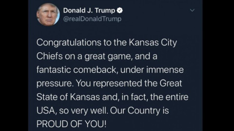 Donald Trump se equivoca al felicitar a los Chiefs 