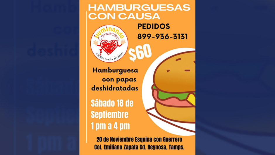 Invitan a comprar hamburguesas para apoyar a niños con cáncer
