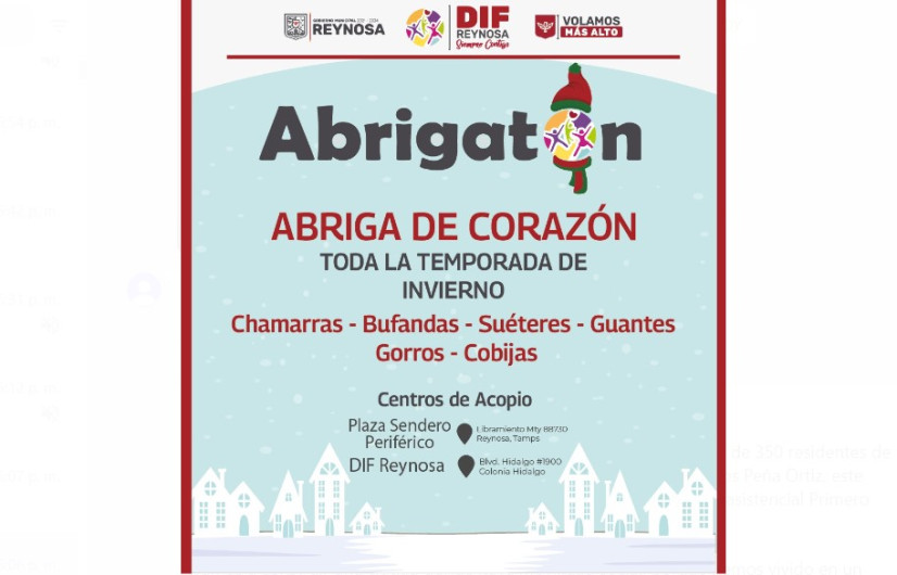 Invita DIF Reynosa a participar en el Abrigatón 2022