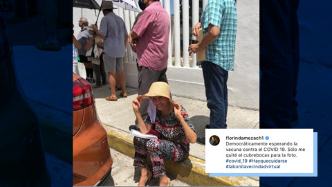 Florinda Meza hizo fila por su vacuna contra el Covid-19