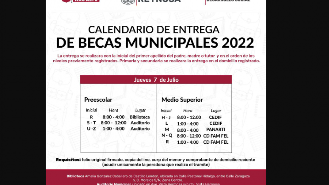 Entrega Gobierno de Reynosa becas municipales