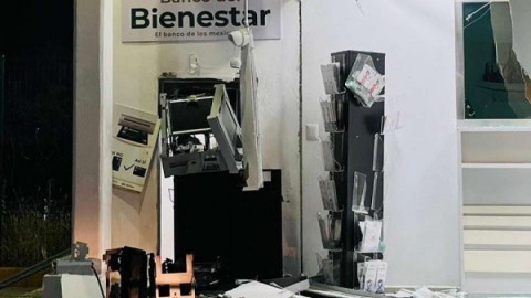 Roban y destrozan cajero del Banco de Bienestar en Hidalgo