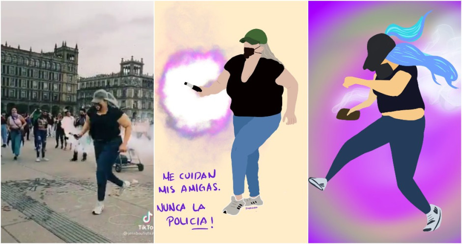 #LaReinota: reconocen en redes a mujer que regresó a  policías la bomba de gas lanzada durante el 8M 