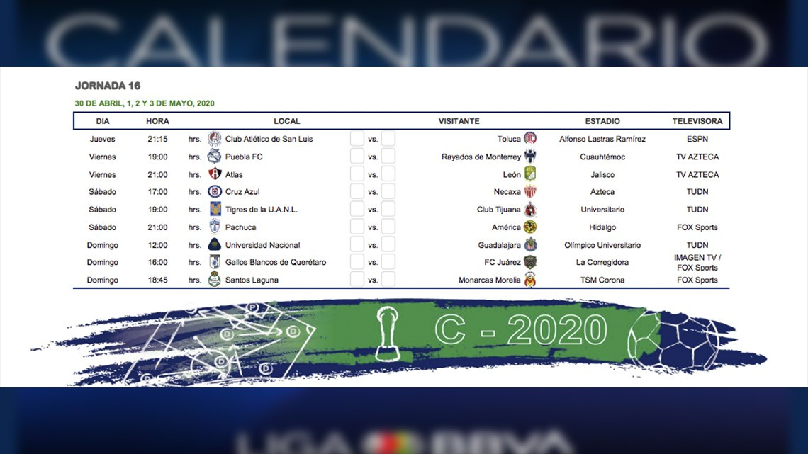 Conoce el calendario completo para el Torneo Clausura 2020 de Liga Mx