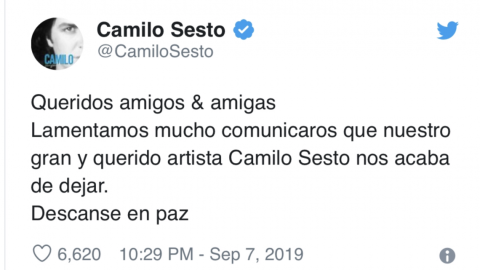 Fallece el cantante Camilo Sesto a los 72 años de edad