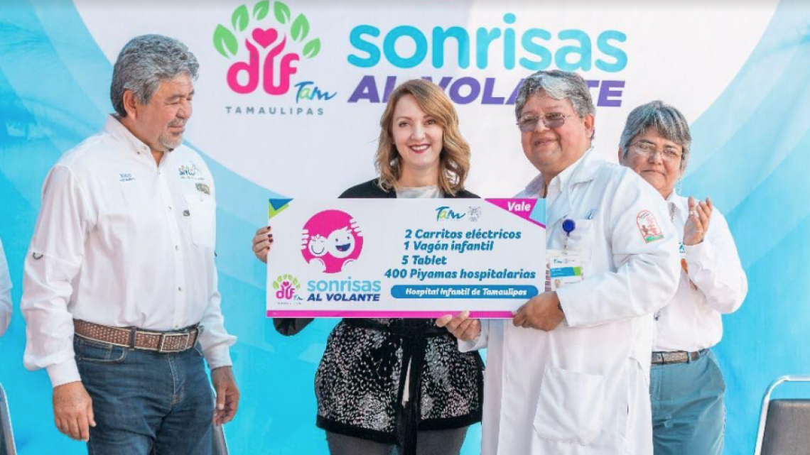 Mariana Gómez da inicio al programa sonrisas al volante en hospitales de Tamaulipas