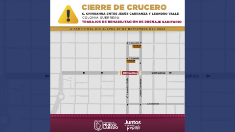 Informa Gobierno Municipal cierre de vialidad por trabajos de rehabilitación