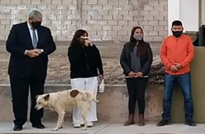 ‘Lomito’ orina en la pierna de una presidenta municipal argentina