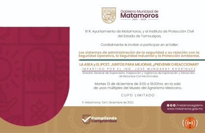 Realizarán este martes Taller de Seguridad 