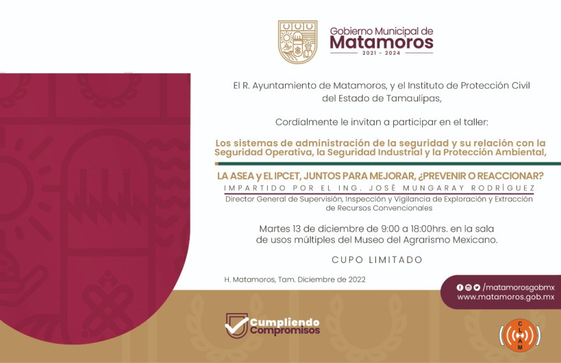 Realizarán este martes Taller de Seguridad 