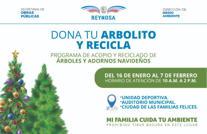 Inicia Gobierno Municipal programa de reciclado de árboles navideños