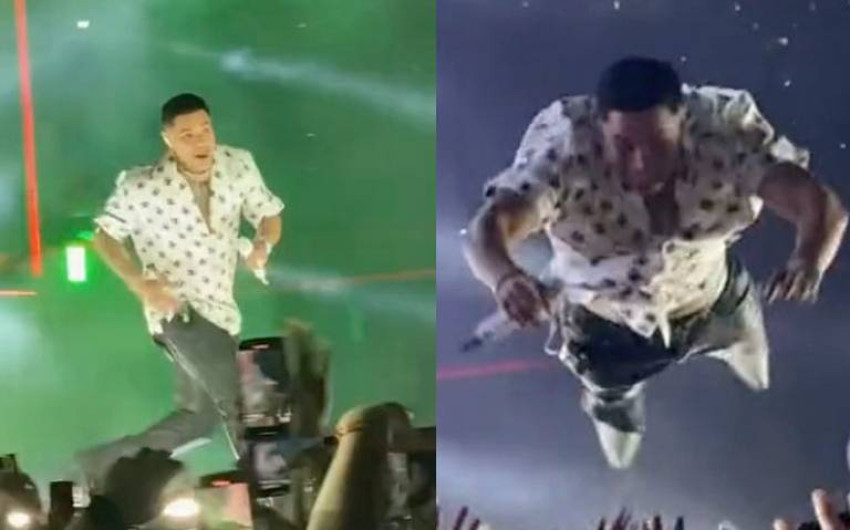 Eduin Caz se lanza al público y nadie lo atrapa