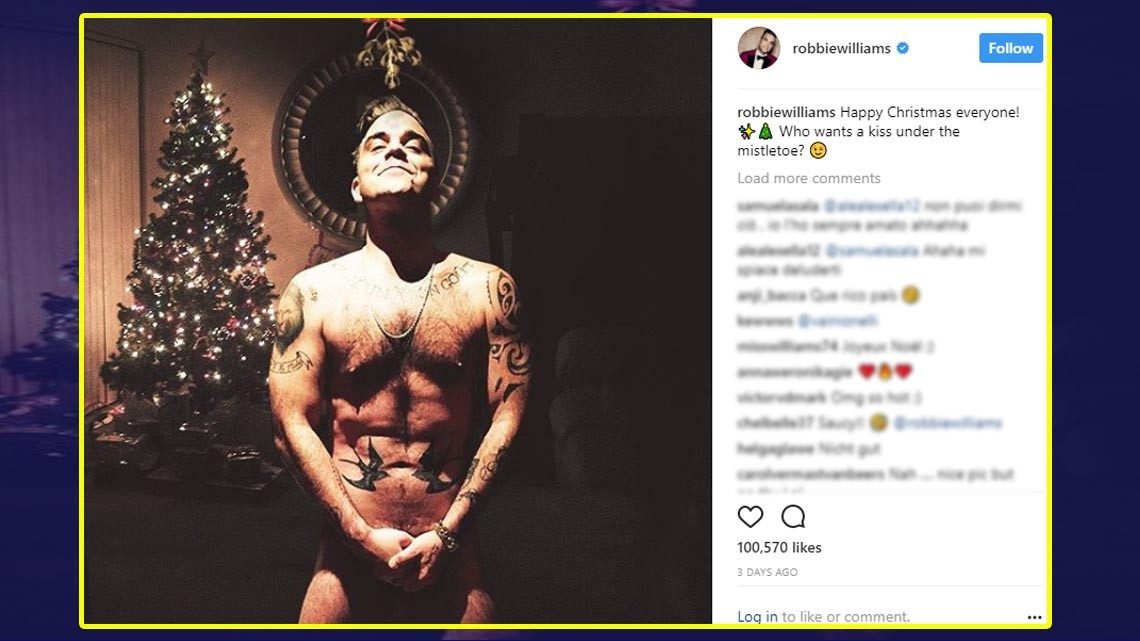 Robbie Williams realiza atrevida felicitación de Navidad 