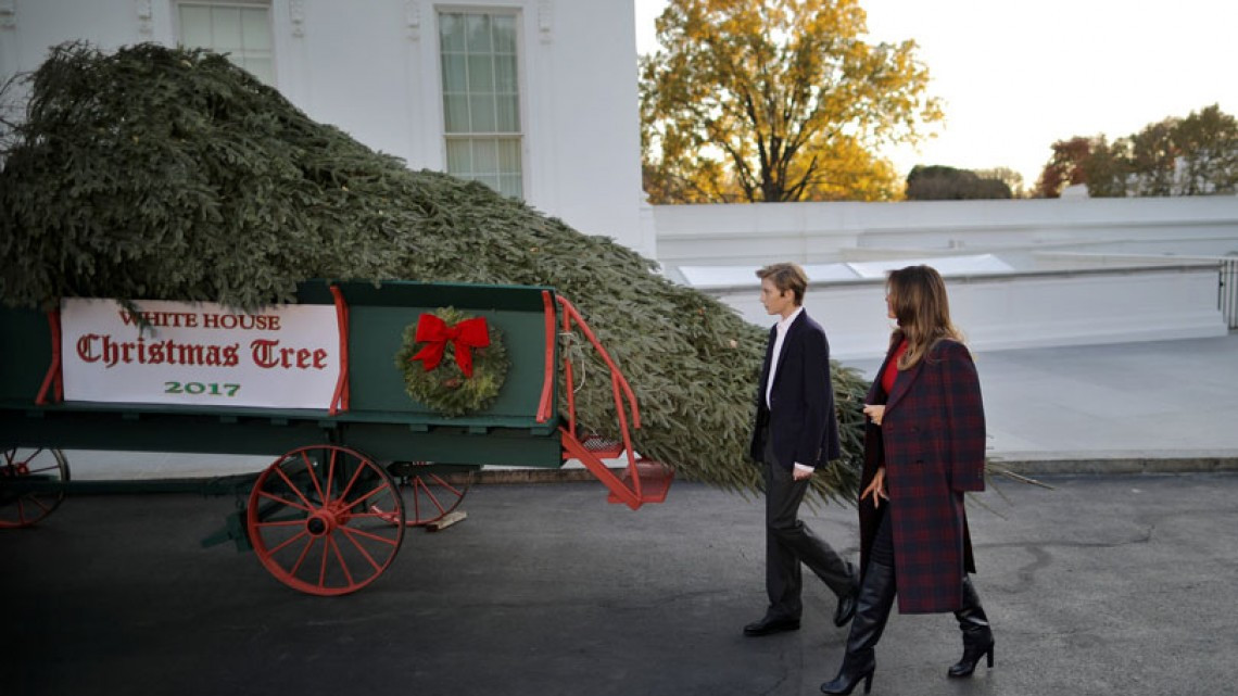 El primer árbol navideño de la familia Trump en la Casa Blanca