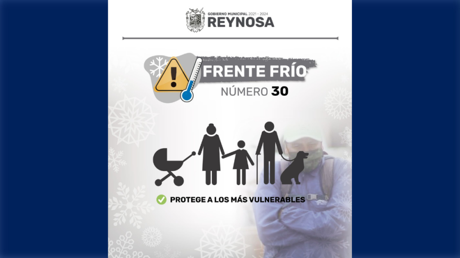 Arribará a Reynosa frente frío número 30
