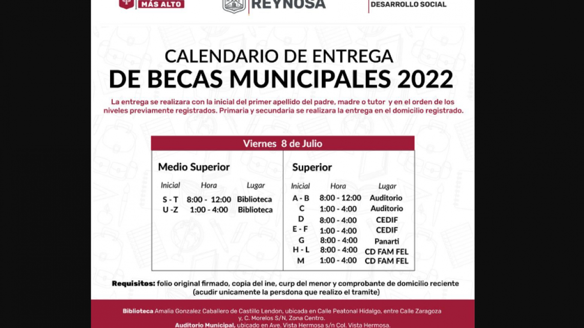 Entrega Gobierno de Reynosa becas municipales