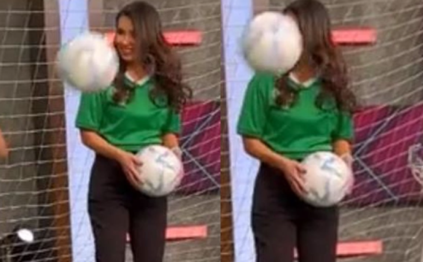 Laura G recibe tremendo balonazo en la cara, durante pleno programa