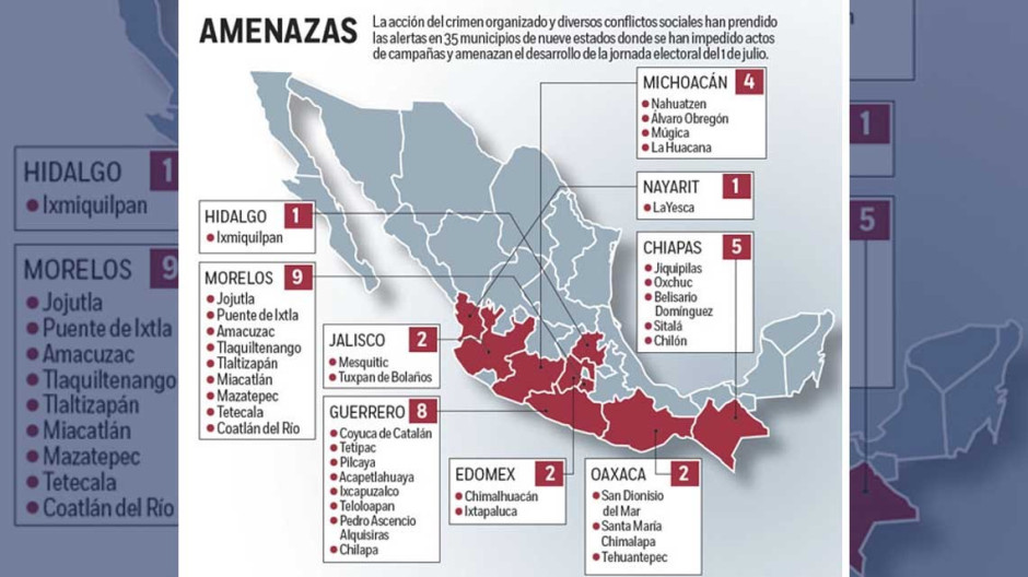 35 municipios con fuertes conflictos, en riesgo elecciones