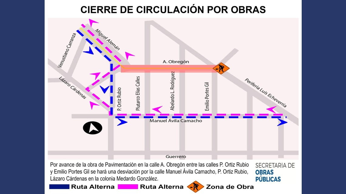 Ayuntamiento informa sobre cierre de vialidades por obras en desarrollo