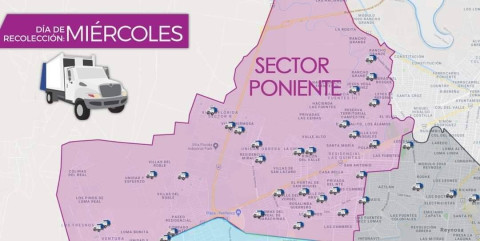 Recolección de basura en el Sector Poniente este miércoles