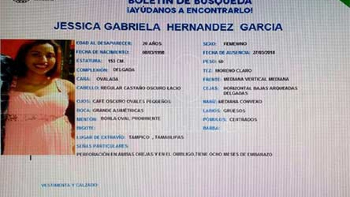 Desaparece chica embarazada en Tampico