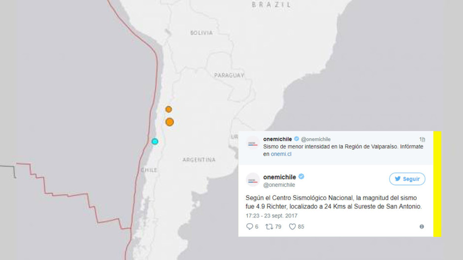 Sismo de magnitud 5.0 sacude a Chile 