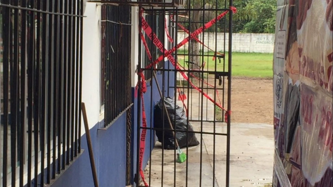 Niños de primaria estudian en el patio de la escuela