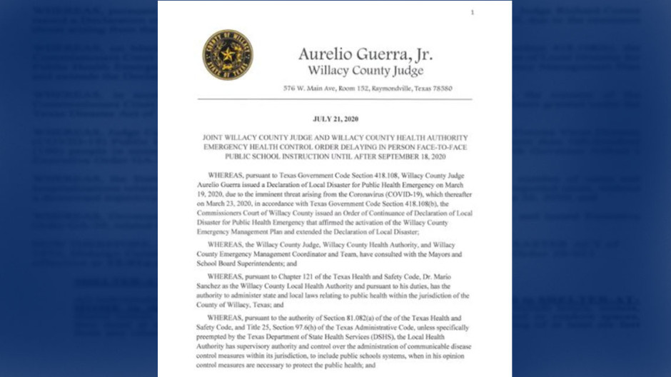 Condado Willacy suspende clases presenciales hasta septiembre 18 