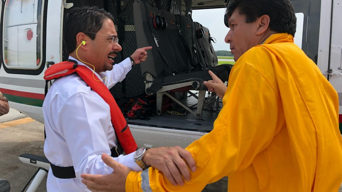 Andrés Zorrilla participan en sobrevuelo y supervisión de acciones de limpieza en Playa Miramar y Golfo de México