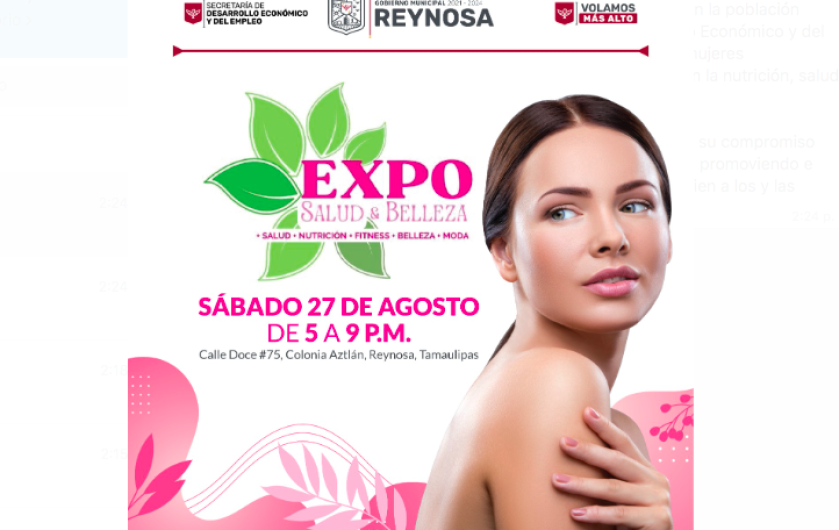 Invita Gobierno de Reynosa a Expo Salud y Belleza este sábado 