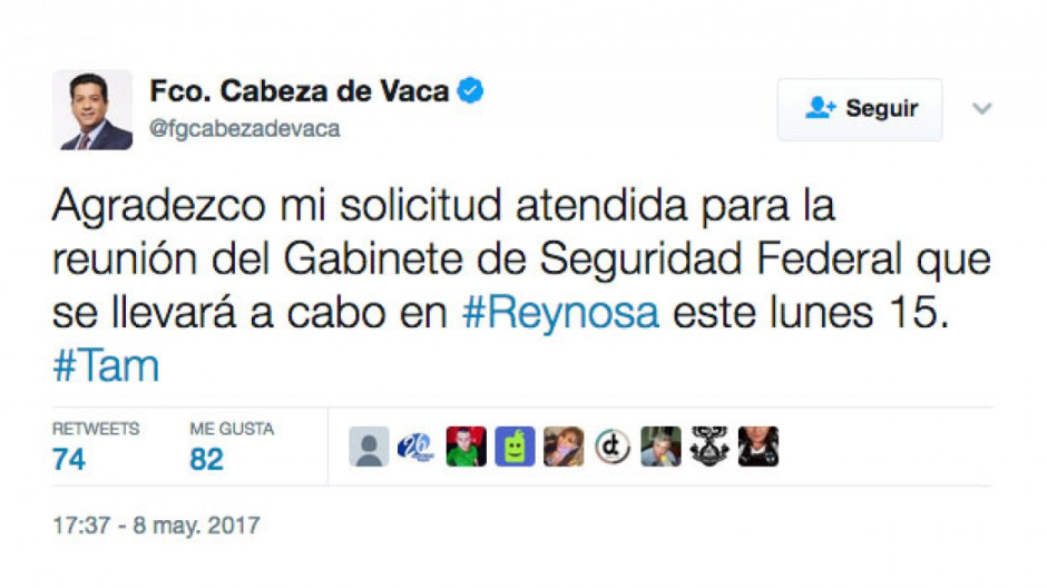 Sesionará Gabinete de Seguridad Nacional en Reynosa el lunes 15 de mayo con Osorio Chong