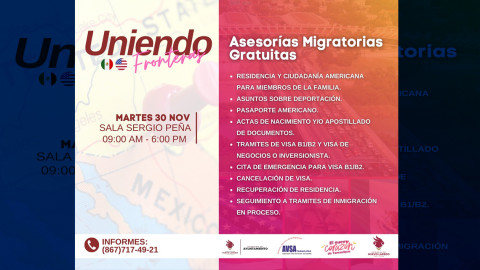 Ofrecerán asesorías migratorias gratuitamente