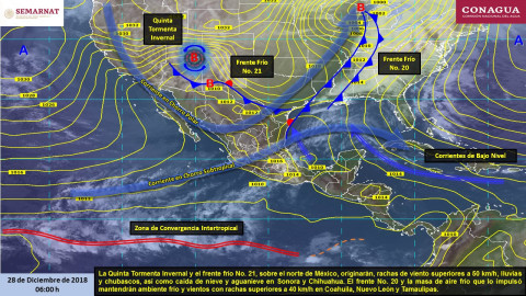 Quinta Tormenta Invernal provocará caída de nieve y/o aguanieve en Sonora y Chihuahua