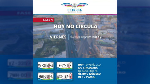 No circulan los viernes autos con placas terminadas en 8 y 9