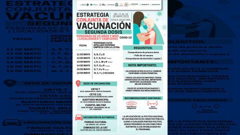Invita Municipio a adultos mayores a recibir segunda dosis anti COVID-19 
