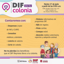 Atenderá DIF Reynosa a familias de la Nuevo México-ITAVU