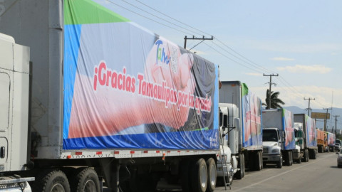 Envía Tamaulipas 206 toneladas de víveres al centro del país