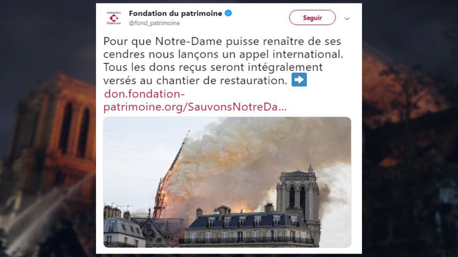 Inician colecta para reconstrucción de la Catedral de Notre-Dame