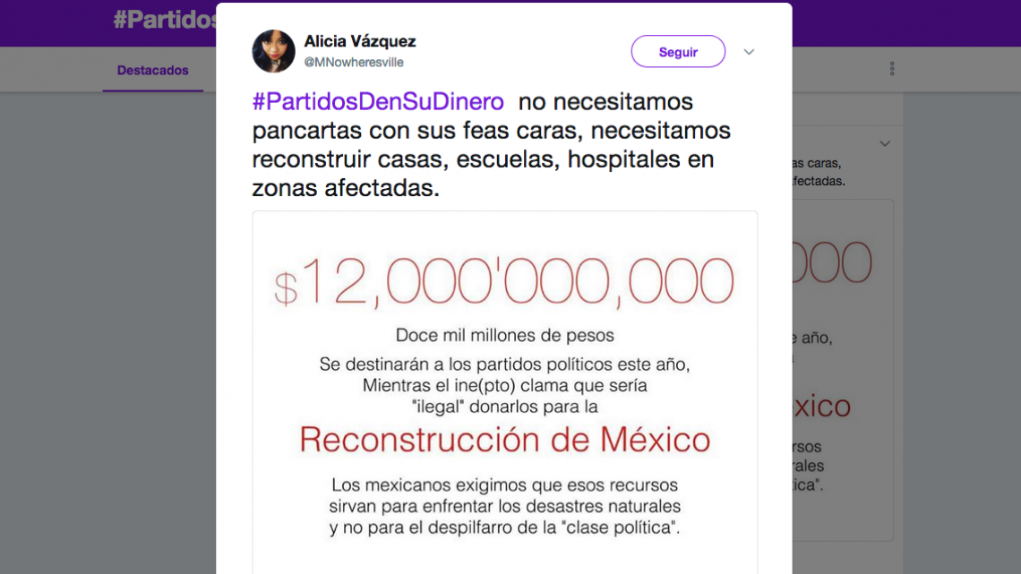 Piden en redes sociales que partidos donen su dinero