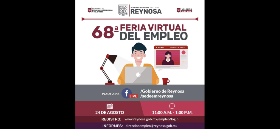 Ofrece Gobierno de Reynosa 68a Feria Virtual de Empleo