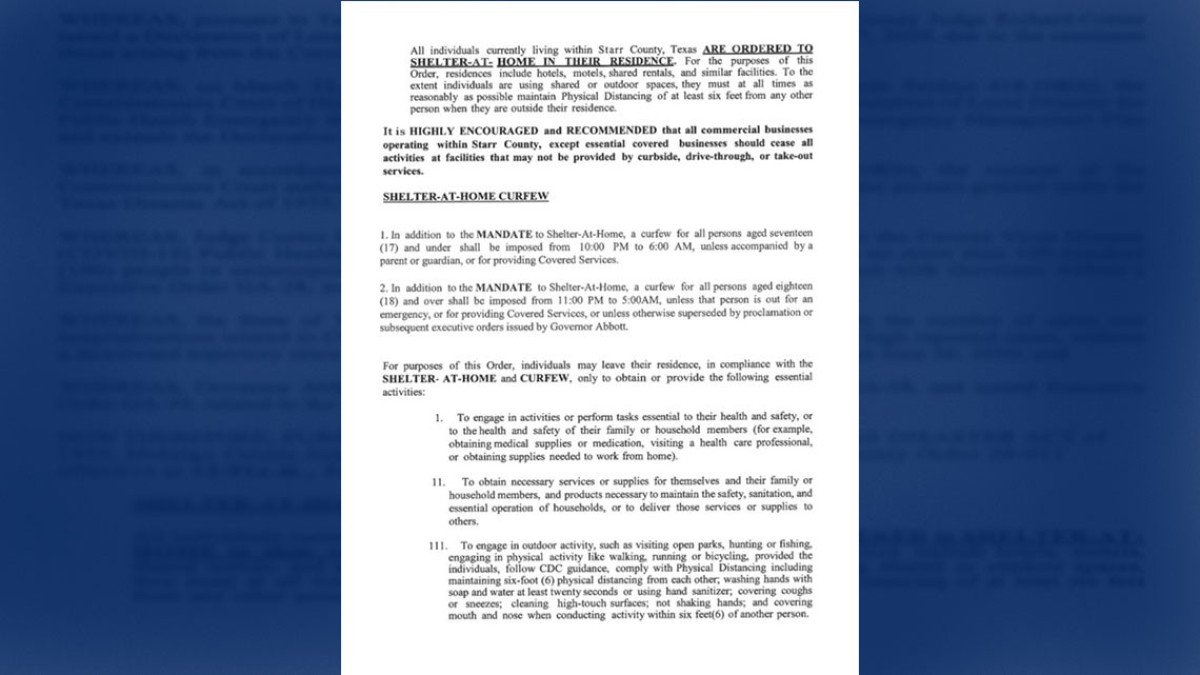 Condado Starr emite orden de toque de queda 